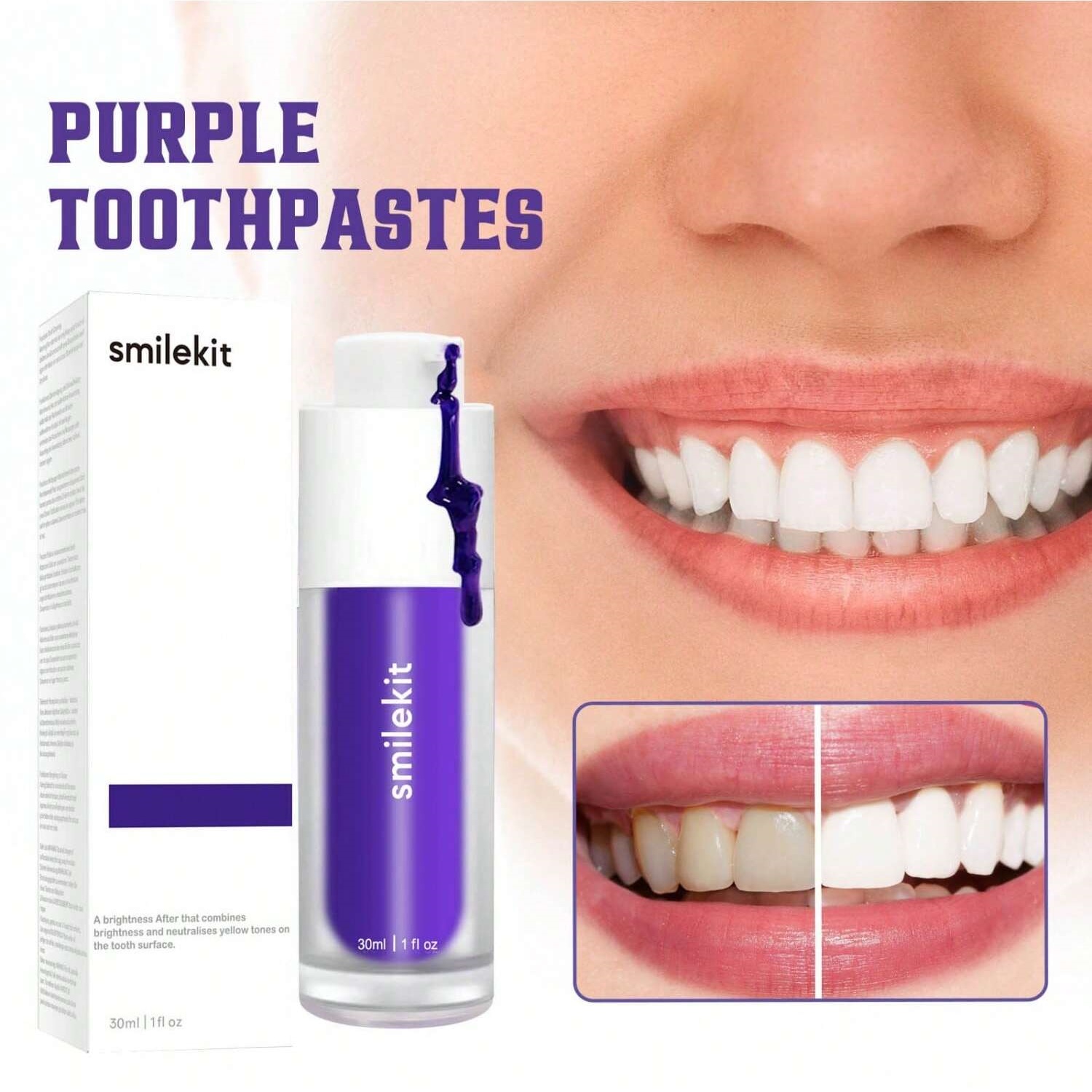 Teeth Whitening Xylitol - 효과적인 보라색 교정기 세럼 화이트닝 치약