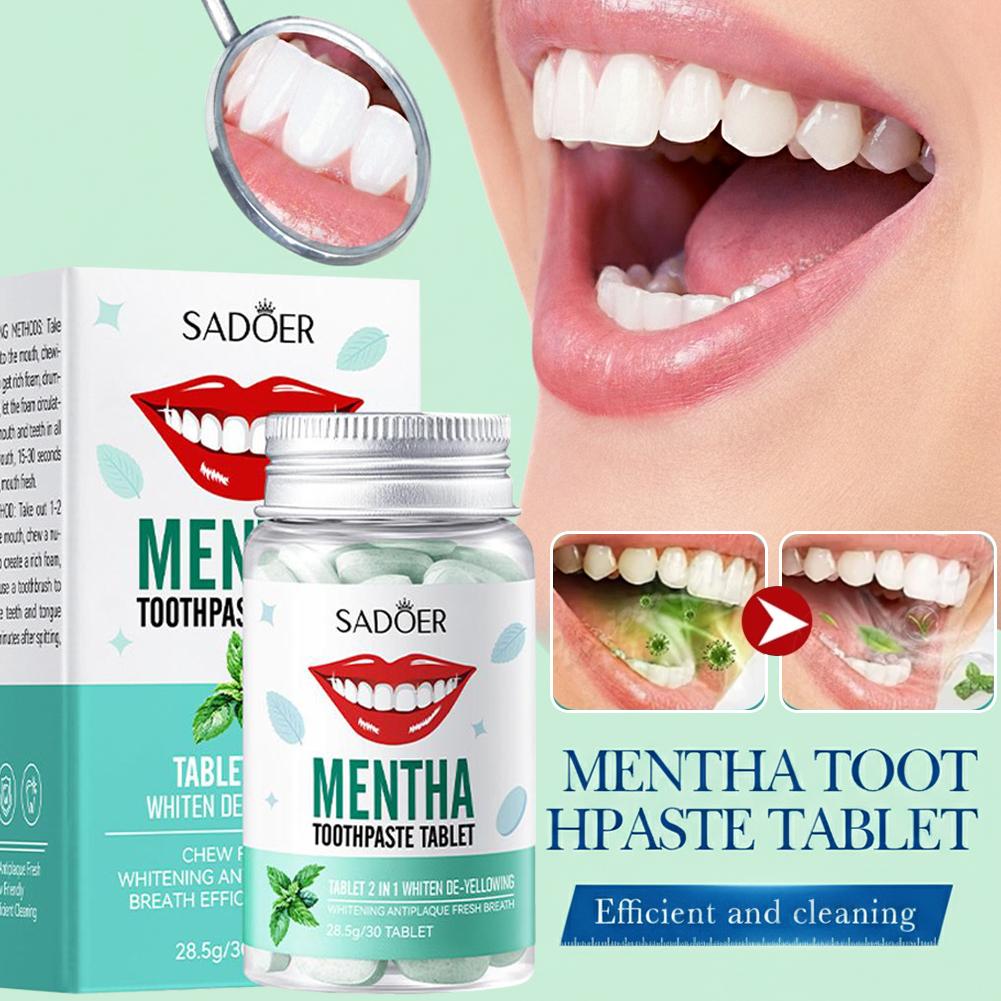 30개입 고체 치약 타블렛 치아 미백 츄어블 구강청결제 - Whitening Mouthwash 리뷰 및 가격