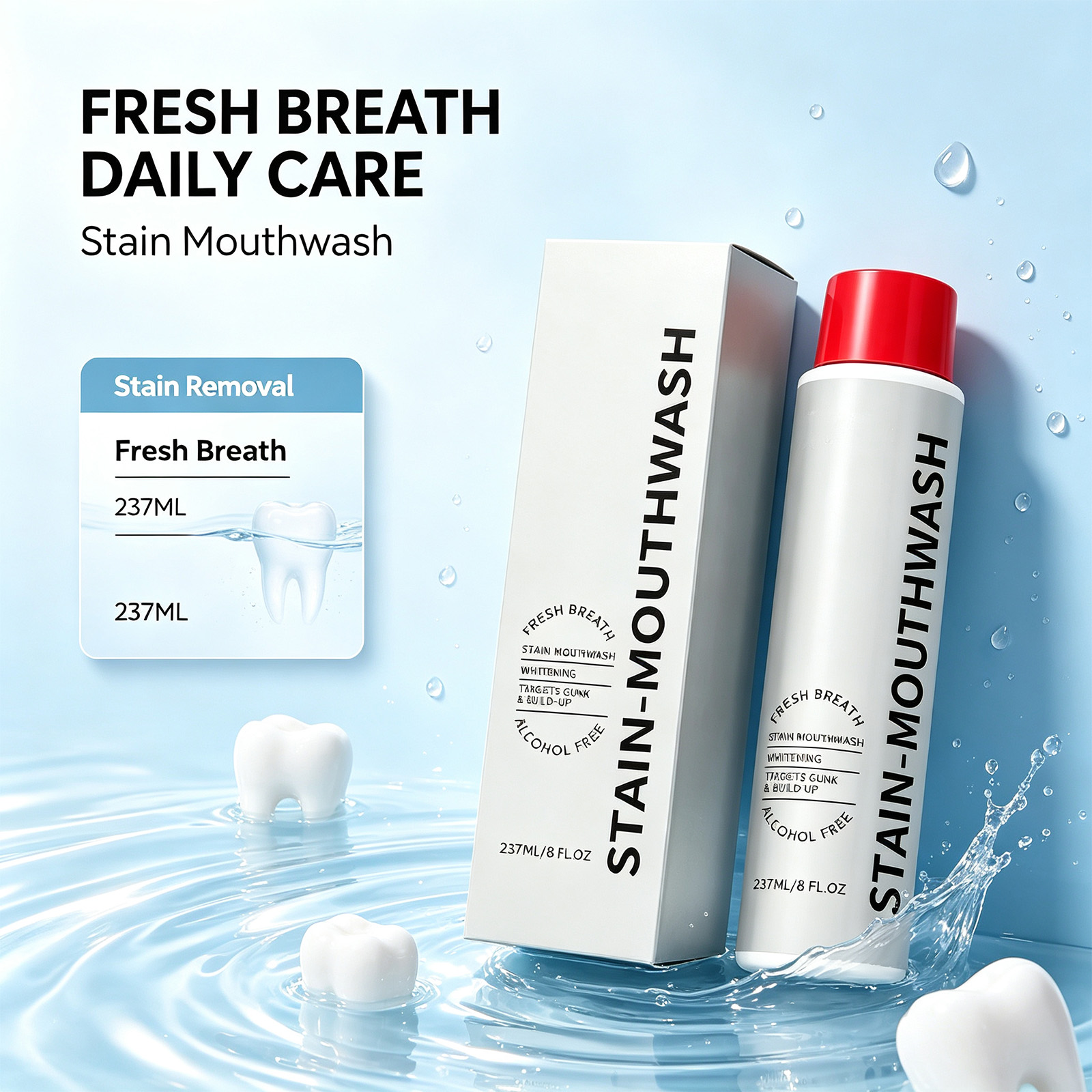 미백 구강청결제 알코올 프리 얼룩 제거 상쾌한 숨결 부 - Whitening Mouthwash 리뷰 및 가격