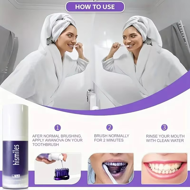 보라색 미백 치약 딥 클리닝 얼룩 제거 치약 신선한 호 - Teeth Whitening Serum 리뷰 및 가격